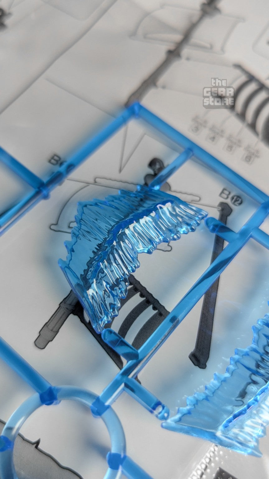Clear blue water effect parts included with Oro Jackson model kit